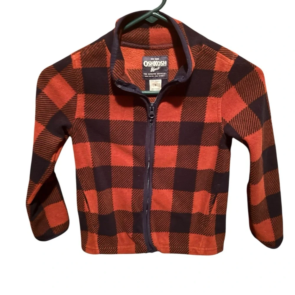 OshKosh B’gosh Plaid Fleece Zip Jacket | Size 6